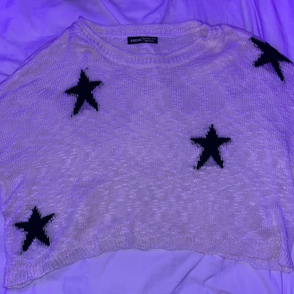starred cropped sweater